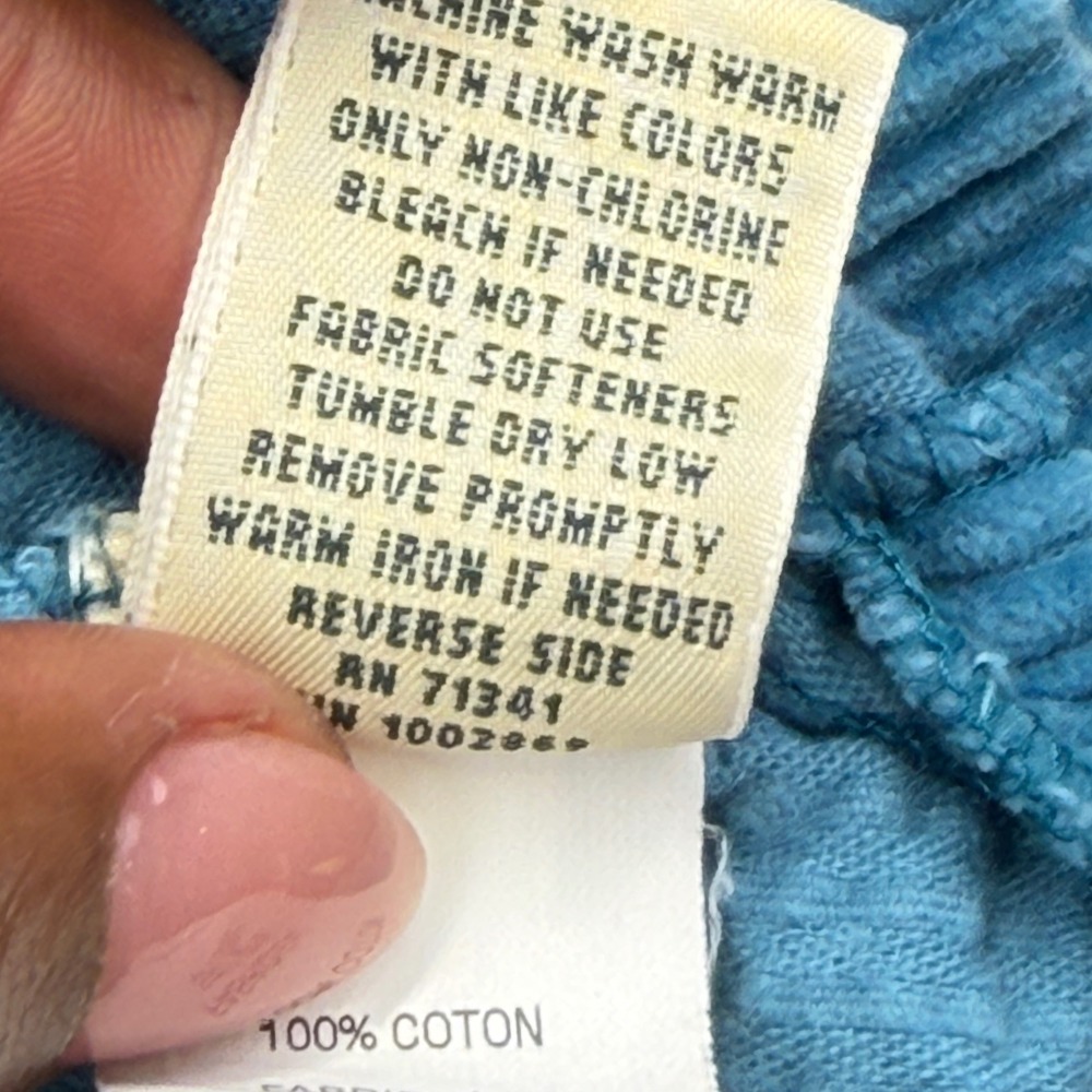 LL Bean Women's M Textured Cotton Corduroy Shirt Teal Button Front Casual - Picture 5 of 12